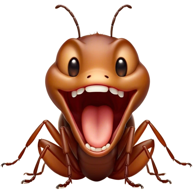 Cinematic Adorable Yawning Ant Portrait Emoji, Head tilted slightly with a dramatic, wide-open yawn, showcasing a tiny, segmented body with softly drooping features and sleepy, half-closed eyes, Simplified yet irresistibly cute features, highly detailed, glowing with a soft, cozy natural glow, high shine, relaxed yet expressive, stylized with a dash of whimsical charm, soft glowing outline, capturing the essence of a drowsy ant that appears ready to stretch out for a nap! emoji