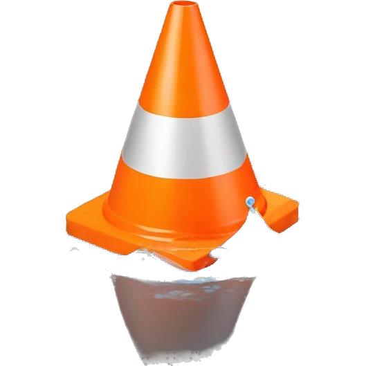 Grey Traffic cone with in water  emoji
