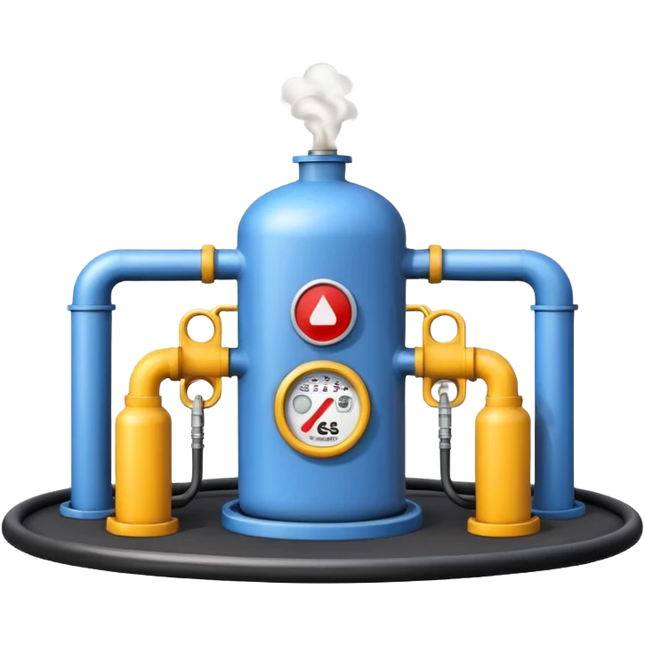 gas distribution station emoji style with a circular fenced area and several gas pipes emoji