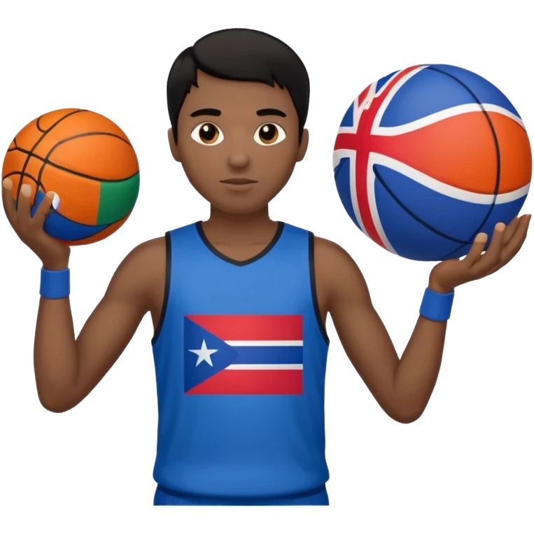 light black skin guy black hair in one hand basketball ball and in othe slovenian flag emoji