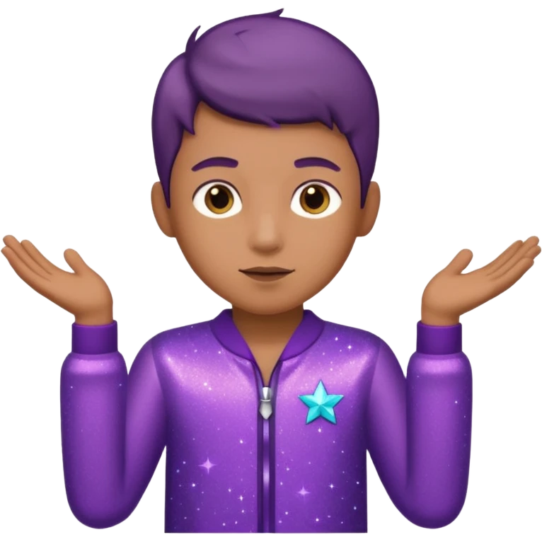 boy supervisor wearing glitter purple glittery clothes emoji