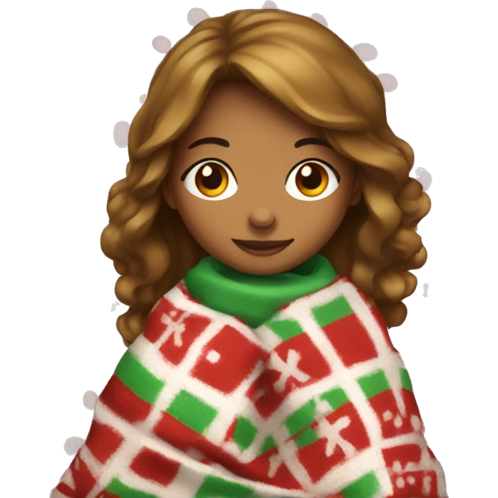 Girl with Christmas blanket  emoji