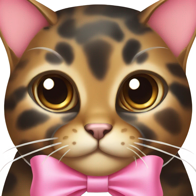 tortoise shell cat with a pink bow on it emoji