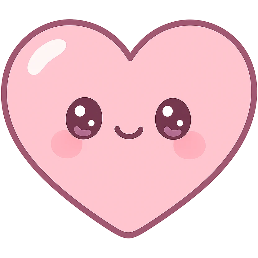 puffy heart, pastel pink, shiny highlights, kawaii style emoji