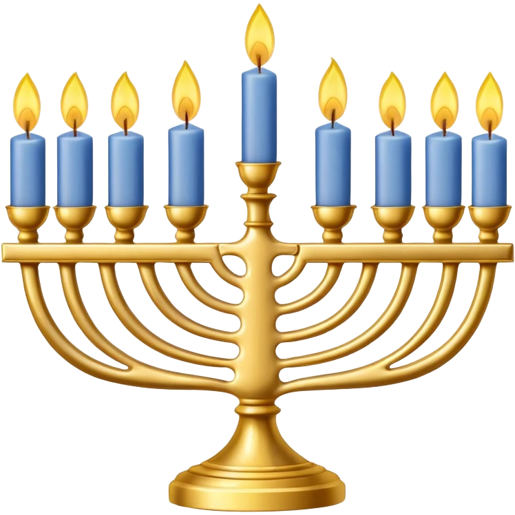 Gold Menorah with four candles on each side emoji