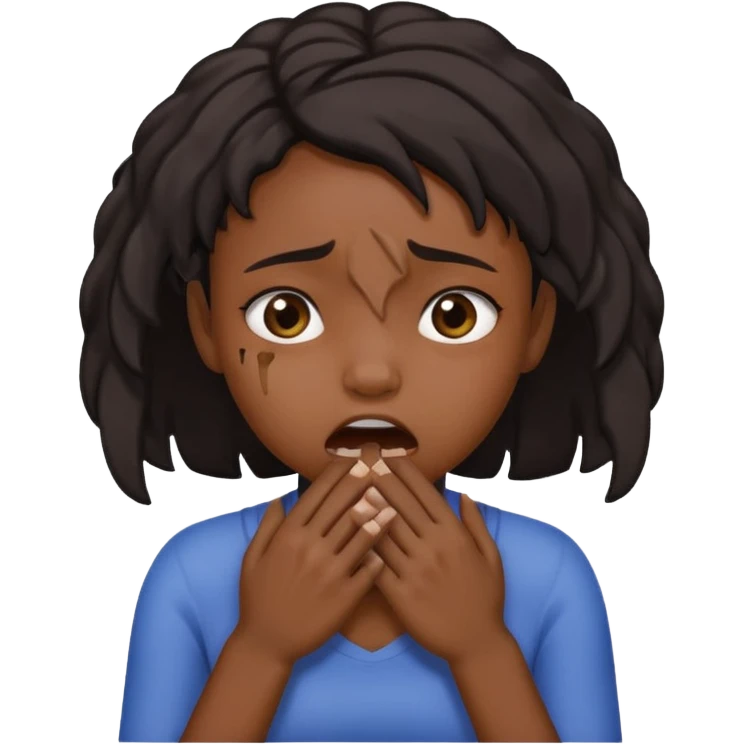 Black girl choking herself with her hands emoji