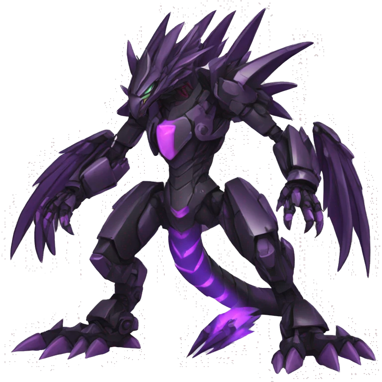  Cool Edgy Black Purple Red Digimon-Fakemon-Raptor-Dragon-Mecha full body emoji
