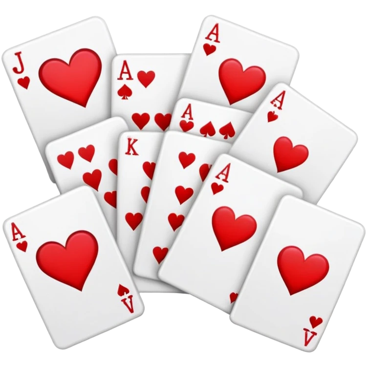 poker cards, all hearts, JQKA emoji