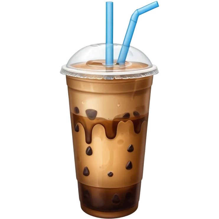  plastic cup of iced coffee with straw. emoji