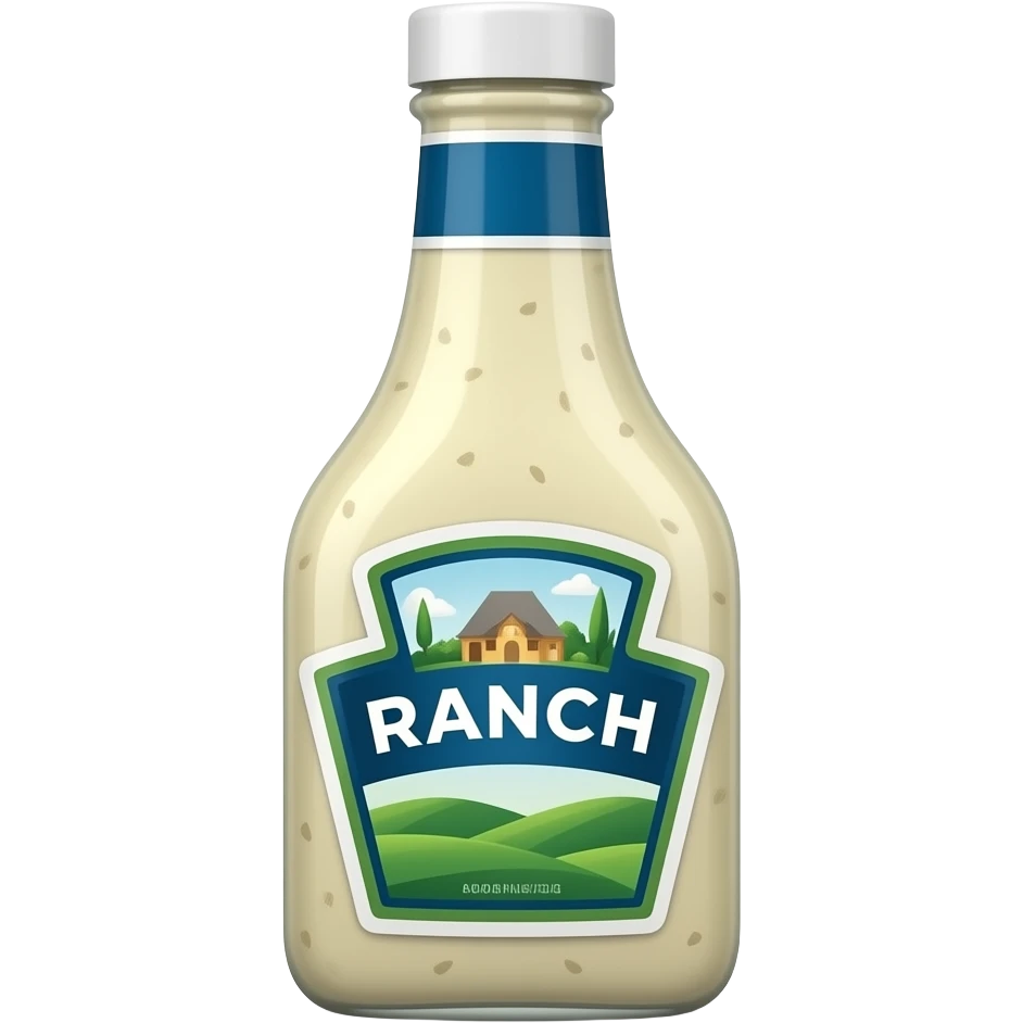 Ranch dressing with label that says ranch emoji