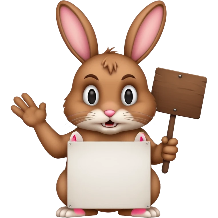Rabid bunny holding large blank sign emoji