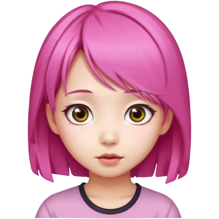 emoji An Asian girl with  pink hair, big eyes,sweet
 emoji