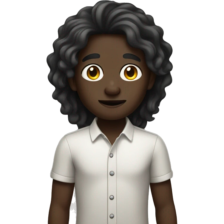 dark skin boy with food long hair  emoji