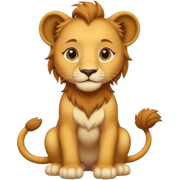 in lion family, only baby Girl lion., full body, single tail emoji