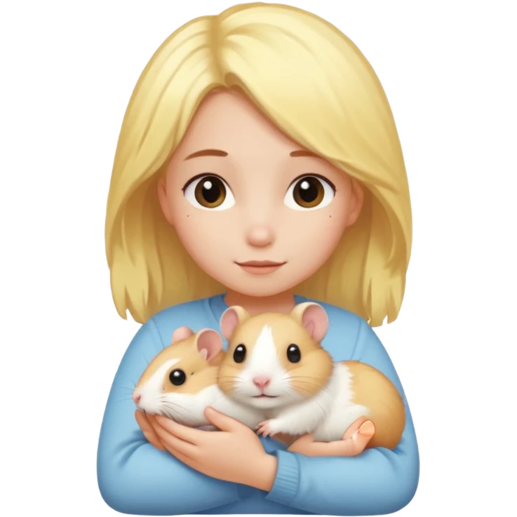 Девушка со светло желтыми  волосами обнимает хомяка  emoji