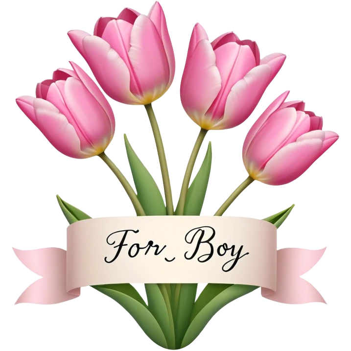 Pink tulips with a note saying for my boy emoji