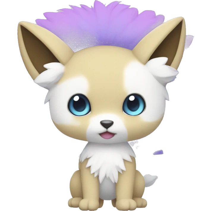 Cute cool white blue purple pink animal hybrid Fakemon full body emoji