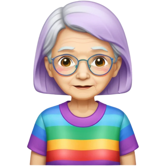 old woman with rainbow colored shirt emoji