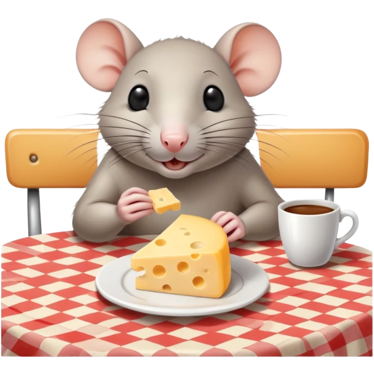 Rat eating cheese at a Paris cafe emoji