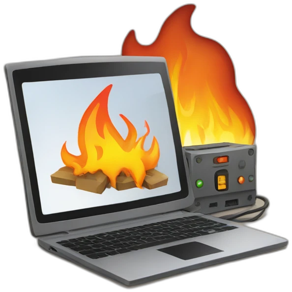 Burning computer at construction site emoji
