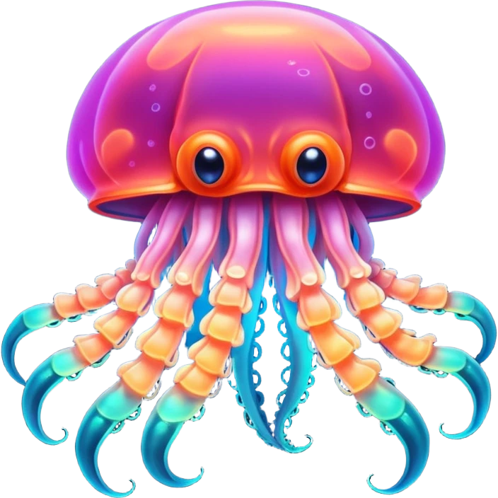 Neon glowing jellyfish-crab-squi emoji