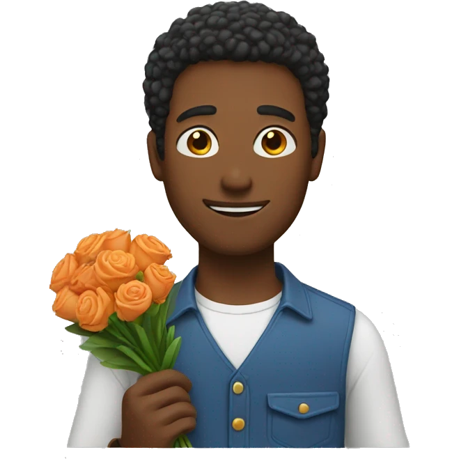 Guy holding flowers  emoji