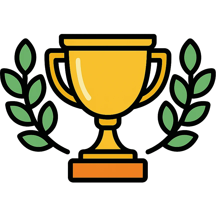 trophy color icon with laurel leaves emoji