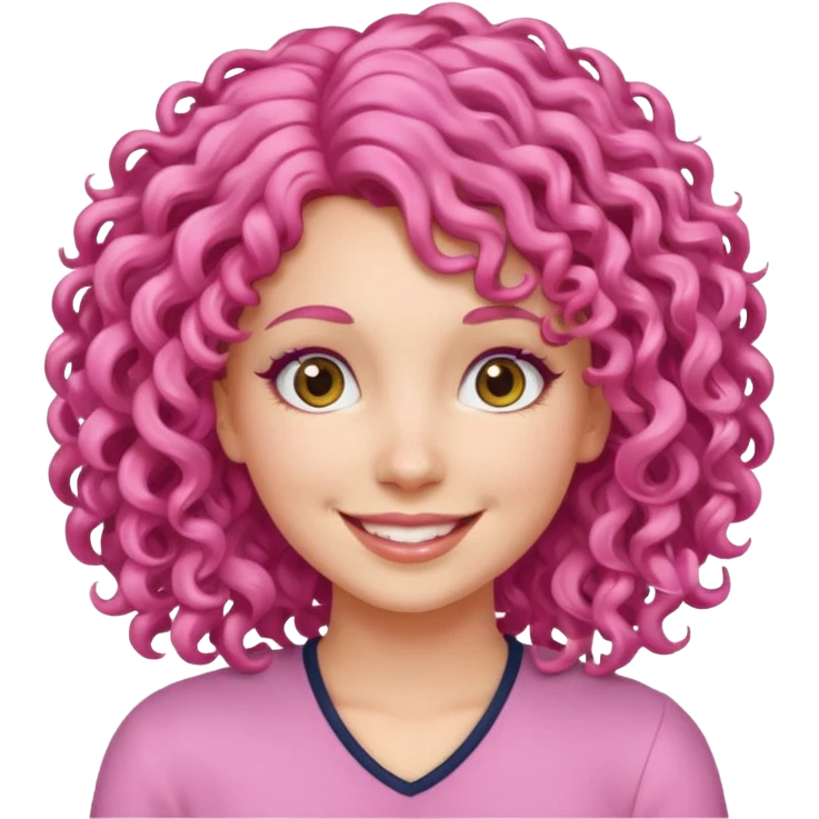 woman with pink curly hair emoji