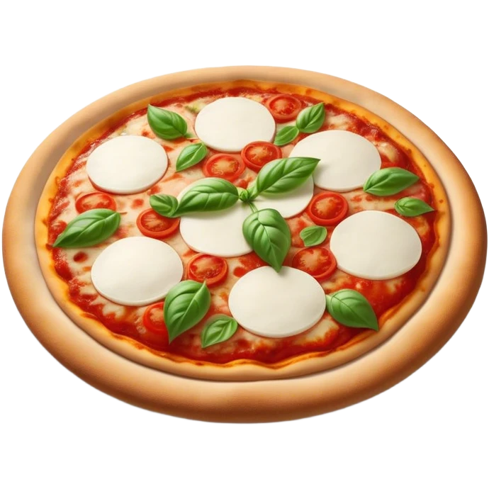 Cinematic Realistic Pizza Napoletana Dish Emoji, depicted as a classic thin‚Äêcrust pizza topped with vibrant tomato sauce, fresh mozzarella, and basil rendered with mouth‚Äêwatering textures and warm natural lighting. emoji