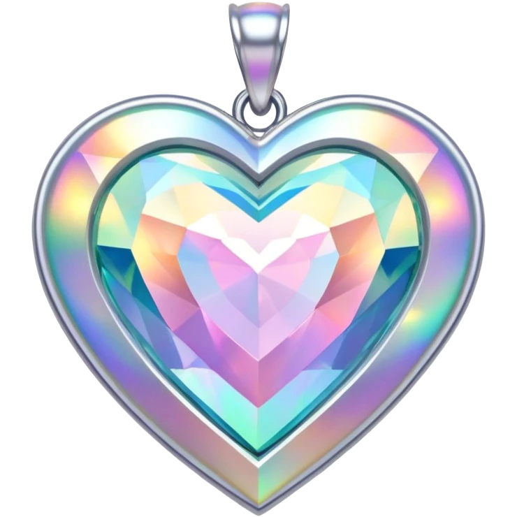 diamond Heart shape pendant holographic emoji