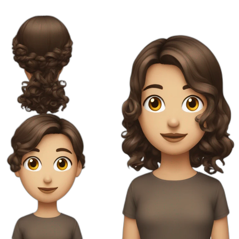 garçon bleu cheveux marrons bouclés avec fille marron cheveux noir lisse emoji