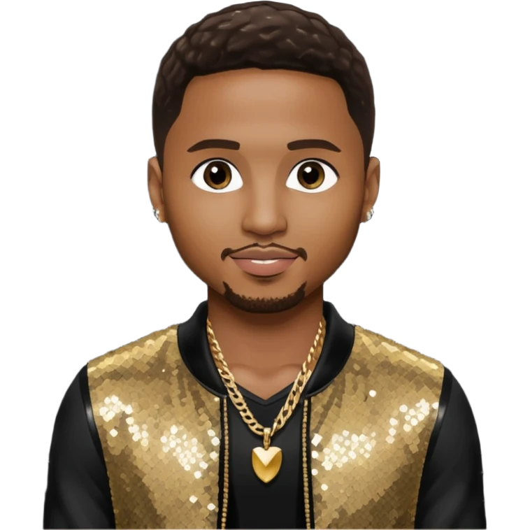 Trey Songz with dark brown hair, black sequin outfit emoji