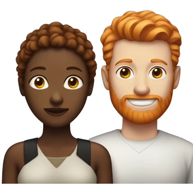 Ginger man with black woman emoji