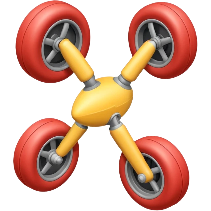 Isometric view of airplane landing gear in emoji style — one inflated, puffy wheel with a strut, soft 3D look, rounded shapes, clean and cartoon-like emoji