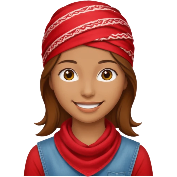 brown haired woman with wearing red bandana emoji