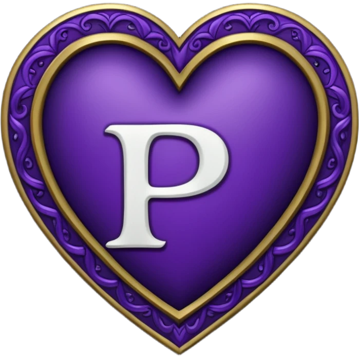 Can you make a dark purple heart with a white letter in the middle in a gothic style, the letter is P emoji