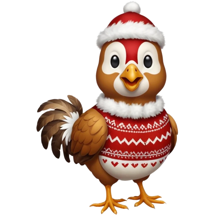 Chicken with a Christmas jumper emoji