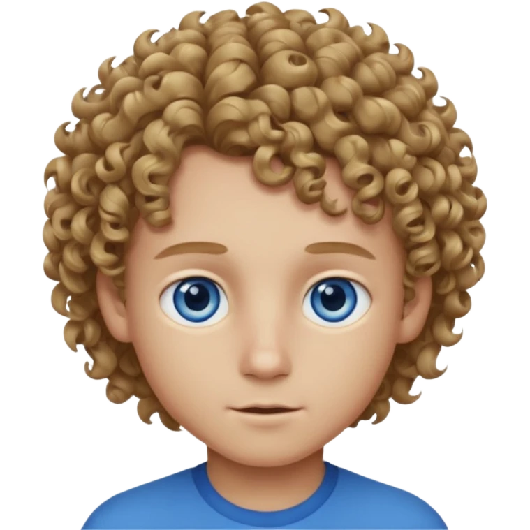 Boy with curly dark blonde hair and blue eyes  emoji