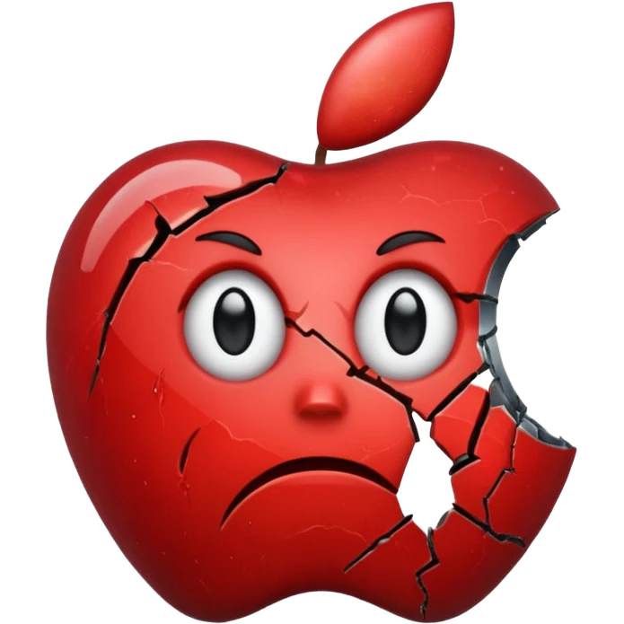 Sad Apple logo  with a cracked screen emoji