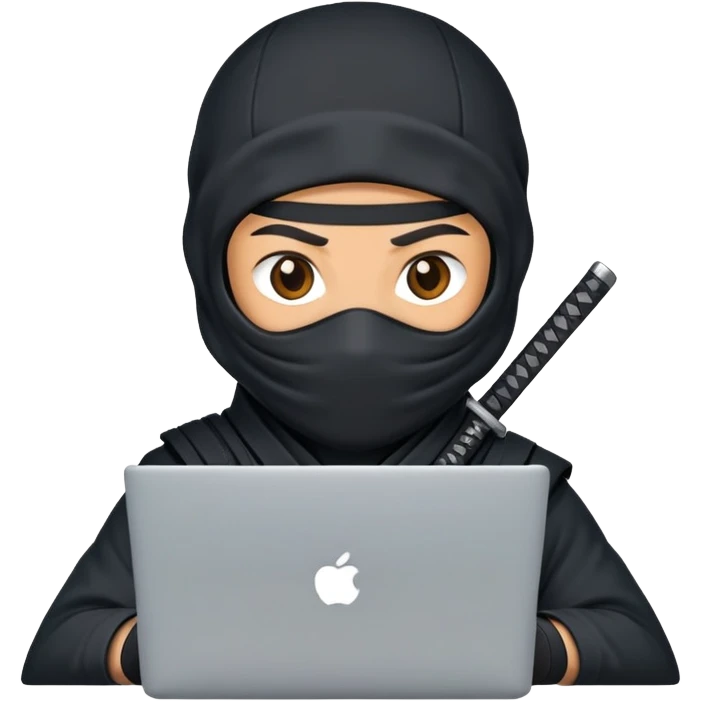 A ninja behind a laptop emoji