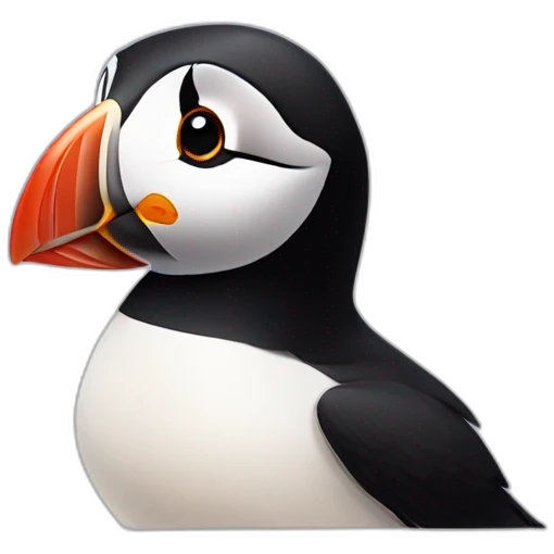 A puffin with kawaii eyes emoji