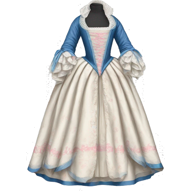 17th century gown with pink white and blue  emoji