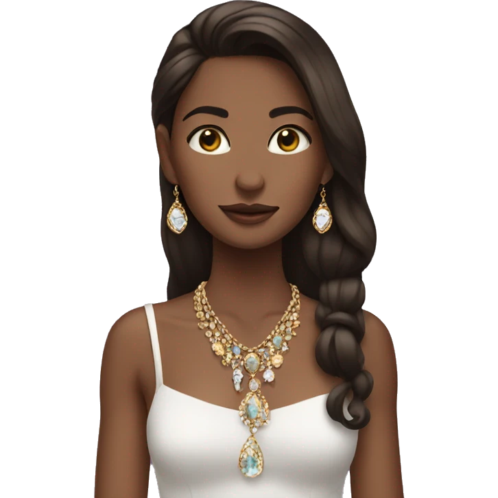 brunette girl like photo with jewelry emoji