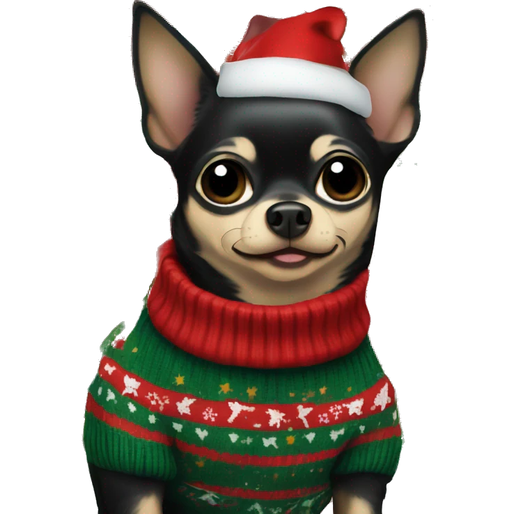 Black chihuahua with Christmas sweater  emoji