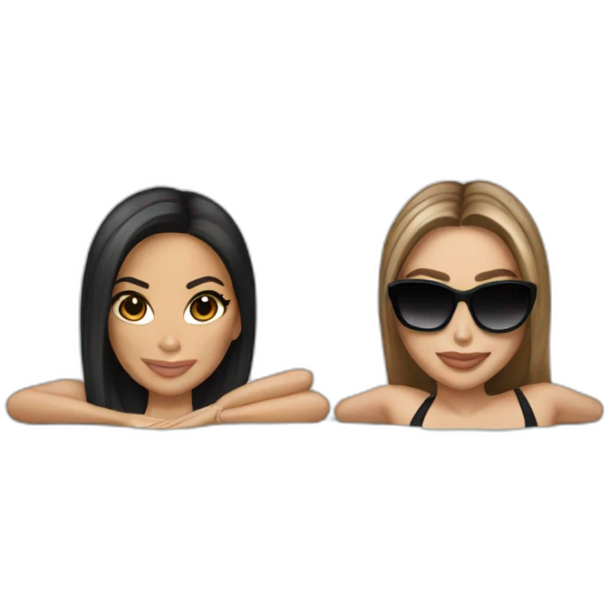 jennifer lopez and kim kardashian at pool emoji