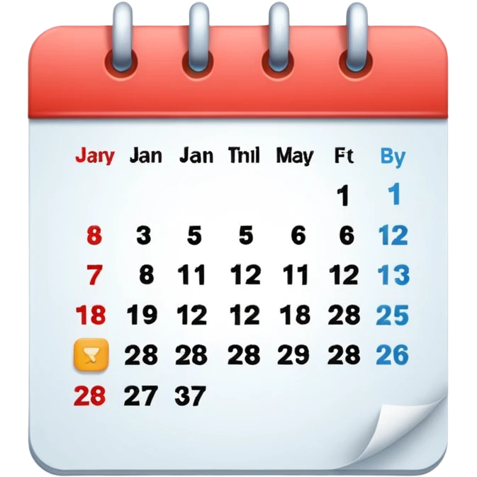 calendar, first page, day 1 emoji