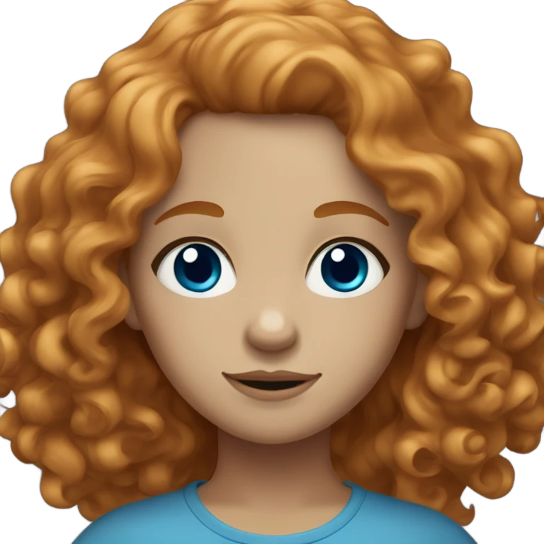 Ginger girl with wavy/ curly hair with blue cross grey eyes emoji