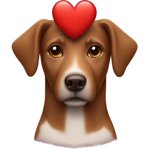 A brown dog wearing a heart hat / masc emoji
