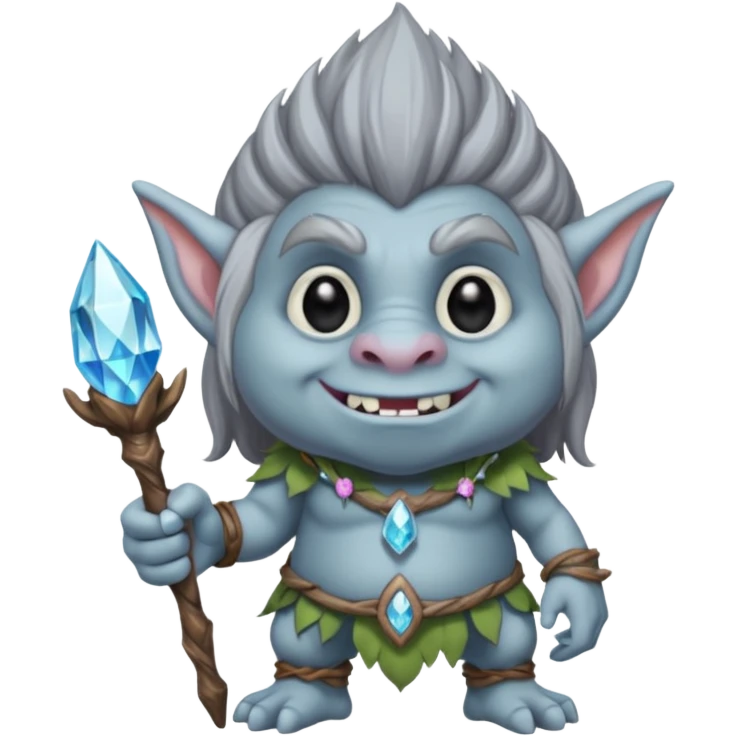 Gray troll holding crystal wand emoji