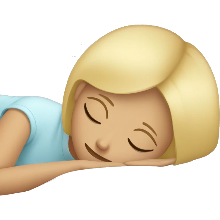 Girl with short blonde hair laying down sleeping emoji